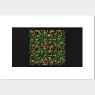 Pomegranates on Forest Green Background by MarcyBrennanArt Posters and Art